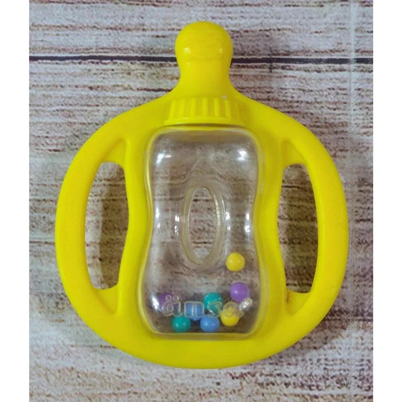 Vintage Ansa Baby Rattle Teether Toy Yellow Silicone 4" - Picture 1 of 3